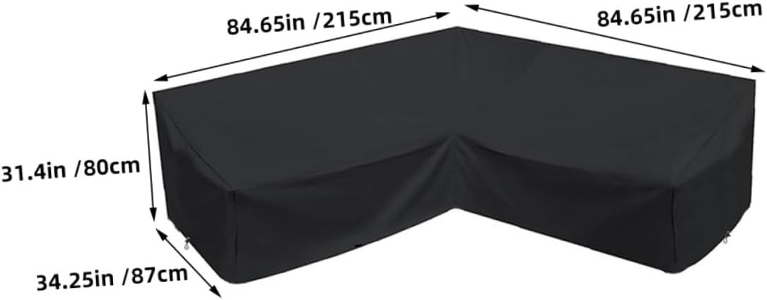 VICASKY Garden Sofa Cover Shaped Patio Furniture Protector Heavy Duty Oxford Fabric for Outdoor Sectional Couch Weatherproof Windproof