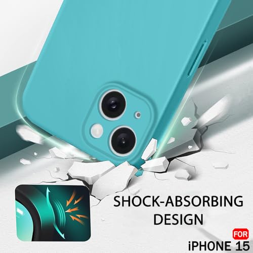 Image of TheGiftKart Liquid Silicone Back Cover Case for iPhone 15 | Soft Micro-Fibre Lining Inside | Camera & Screen Protection | Shockproof Back Cover for iPhone 15 (Silicone, Aquamarine)