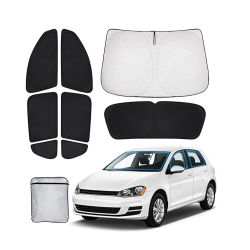 XCBYT Parasol Coche Compatible con VW Golf 7 2015-2021, Parasol Coche Delantero Parabrisas, Lateral, Ventanas Traseras, Protector Solar Protección de La Privacidad Camping
