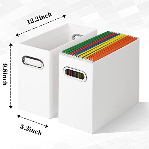 Tunnkit 36 Compartments Gray Vinyl Storage Organizer & White Collapsible Cardboard Hanging File Organizer With Handles For Office/Home/School #TOP1