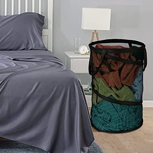 Battoo 2 Pack Black X-Large Collapsible Laundry Basket Foldable Mesh Pop Up Hamper With Handles For Laundry Room, Bathroom, Kids Room, College Dorm, Travel, Camping, Gift Basket #TOP5