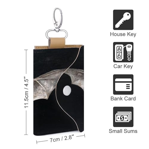 Bat with Outstretched Wings Key Holder Bag PU Leather ID Card Holder Keychains Case Cover for Men Women2
