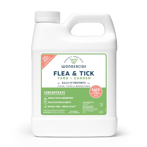 Wondercide - Flea and Tick Spray Concentrate for Yard and Garden with Natural Essential Oils – Kill, Control, Prevent, Fleas, Ticks, Mosquitoes and Insects - Safe Around Pets, Plants, Kids - 32 oz