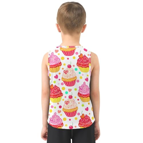 J JOYSAY Cupcake Heart Confetti White Boys Tank Top Sleeveless Muscle Shirts Quick Dry Kids T-Shirts 3-15T3