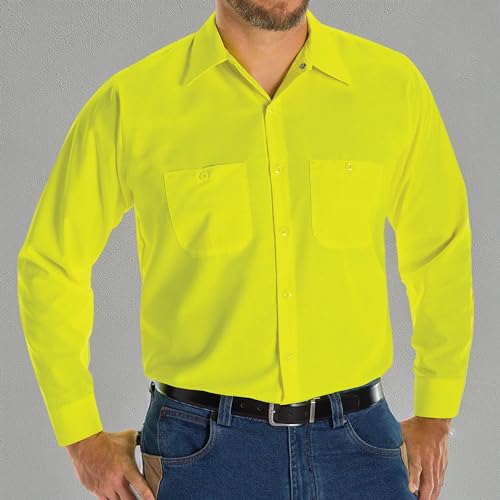 Image of Red Kap Men's Hi Visibility Long Sleeve Ripstop Work Shirt - Type R, Class 2