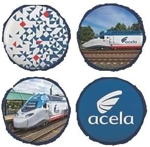 Amtrak Acela Express 4-Pack Button Pin Set Railroad Train Collector Edition | Railroad Heritage Collectible