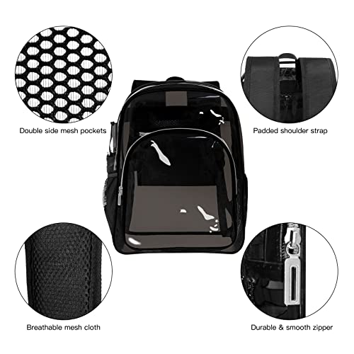 Clear Backpack Heavy Duty Transparent Backpack for Security Travel Work (Black)4