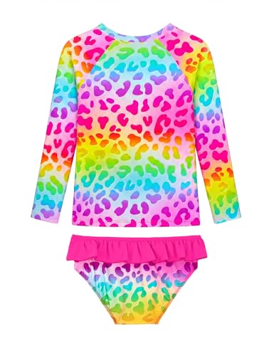 Image of Girls Rash Guard Swimsuit Long Sleeve Tankini Sets Two Pieces Bathing Suit Swimwear UPF 50+ Sun Protection