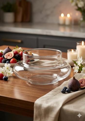 Image of Aradhya Enterprises. Clear Glass Bowl Planter, Wide Round Shape Potpourie for Plants, 3 Layer Lucky Bamboo Plant Pot for Balcony, Bedroom, Table, Office & Home Decoration - Pack of 1 Piece, 6 Inches