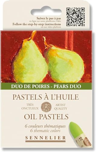 Pears Art Supplies Oil Pastels Cardboard Set of 6 - Quality Pigment Concentration, Feel and Look Like Soft Pastels, Perform Like Oil Paints - Ideal for Vibrant Artwork Creation
