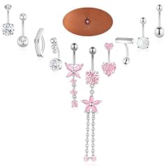 Silver Pink Belly Button Rings