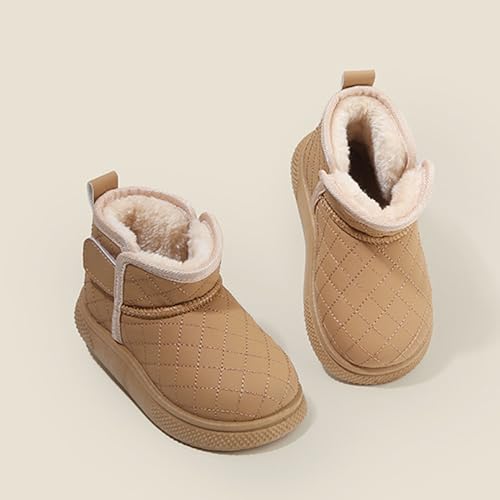 Toddler Snow Boots Adjustable Strap Winter Warm Shoes Baby with Non-Slip Sole Waterproof，Black,Size 1 Big kid3