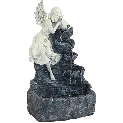Sunnydaze Solar Water Fountain - Angel Falls Garden Water Feature Cover