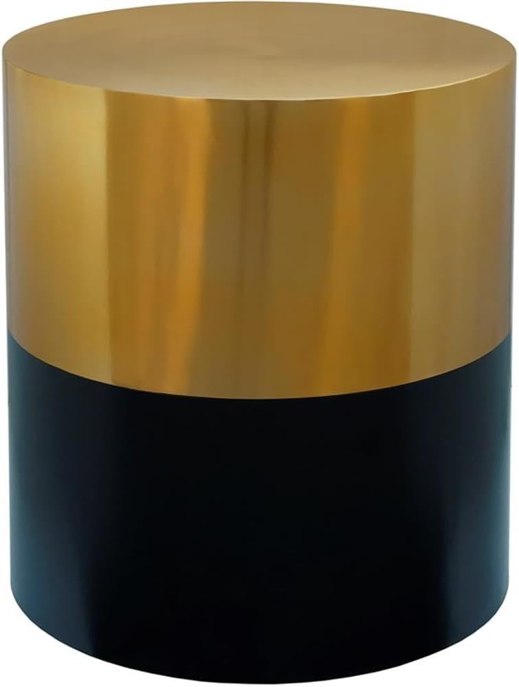 Meridian Furniture 287-ET Sun Collection Brushed Gold Top End Table with Matte Black Base, 20" W x 20" D x 22" H