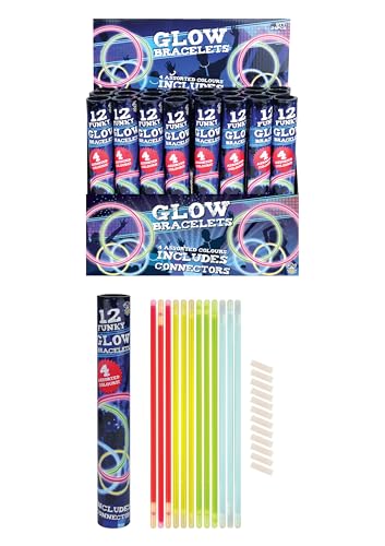 HENBRANDT 6 tubos de 12 piezas con luces de neón y conectores de 21 cm, pulseras de varillas luminosas que brillan en la oscuridad, suministros de fiesta para Halloween, Navidad, fiestas y festivales