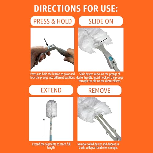 Image of Amazon Basics 360 Heavy Duty Duster Kit with Extendable Handle and 6 Microfiber Plumes Refills for Pet Hair