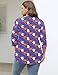 TFSDOD Plus Size Fall Fashion Halloween Shirts for Women V Neck T Shirts Women 3/4 Length Sleeve Blouses Halloween Dark Purple XL