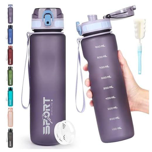 HASAGEI Water Bottle 1L Sports Water Bottle Leak-proof Drinking Bottle Dishwasher Safe BPA Free Sports Bottle with Capacity Scale for Bicycle, Outdoor, School, Gym