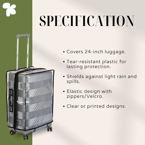 Image of AMPEREUS Trolley Bag Cover Medium Size - Transparent, Durable Luggage Cover for 24 inch Suitcase | Protective Bag Cover for Travel Use