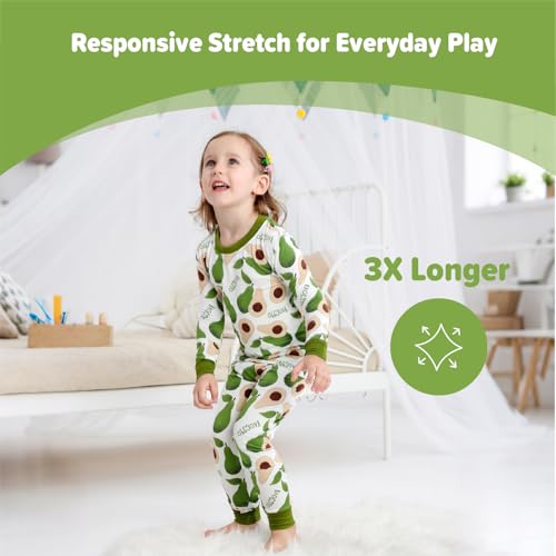 Image of Kids 2-Piece Soft Bamboo Viscose Clothing Set, Long Sleeve Top & Pants, Everyday Outfit for Toddler Boys & Girls