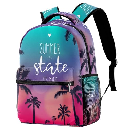 Sac à dos d'école imprimé palmier multicolore 29.4x20x40cm