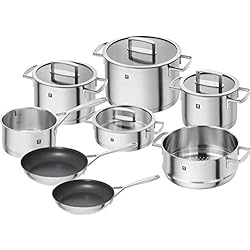 Sartenes Zwilling Amazon ZWILLING Set de olla con 3 sartenes, 8 piezas, 4 tapas, Apto para inducción, Acero inoxidable, Vitality