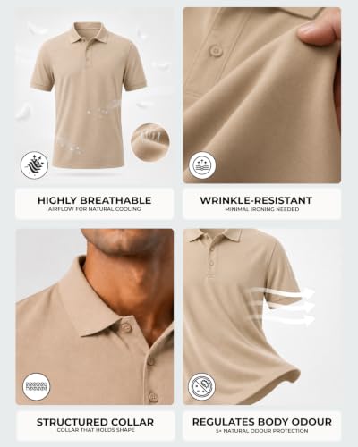 Image of Wellbi Eco-Friendly Bamboo Polo T Shirt | Mens Stylish Casual Regular Fit | Comfortable Soft | Trendy Breathable Lightweight | Quality Modern Essential Fashion