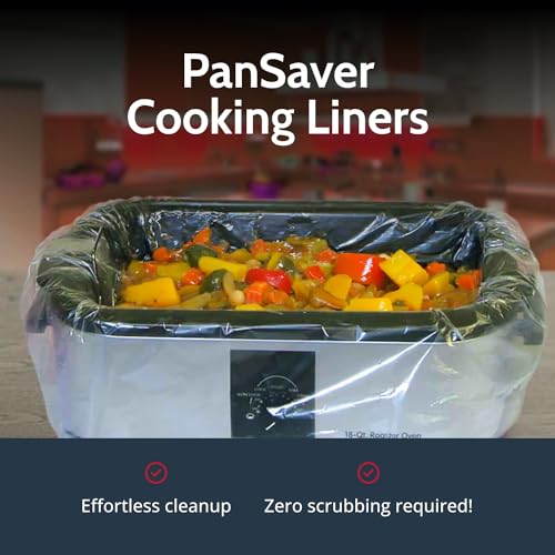 PanSaver Cooking Liners - Disposable Electric Roasting Pan Liners for Instant Cleanup with No Scrubbing - Foil, 2 Count