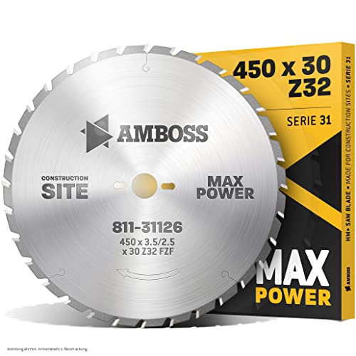 Enclume HM Lame de scie circulaire – Résistant aux ongles – Ø 450 mm x 3,5 mm x 30 mm – Pour une utilisation extrême sur les chantiers de construction...