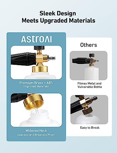 Image of AstroAI Foam Cannon, Heavy Duty Car Foam Sprayer, Wide Metal Neck, Adjustable Thick Snow Foam Lance for Pressure Washer with 1 /4 inch Quick Connector, Ideal for Various Cleaning Tasks, 1.5L Bottle