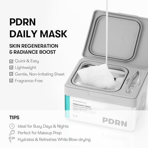 Image of VT COSMETICS PDRN Daily Mask 30 Sheets, Vegan PDRN for Skin Restoration & Radiance, Hydrating & Moisturizing, Anti-Aging, Plumping Effect, Korean Face Mask (350g)