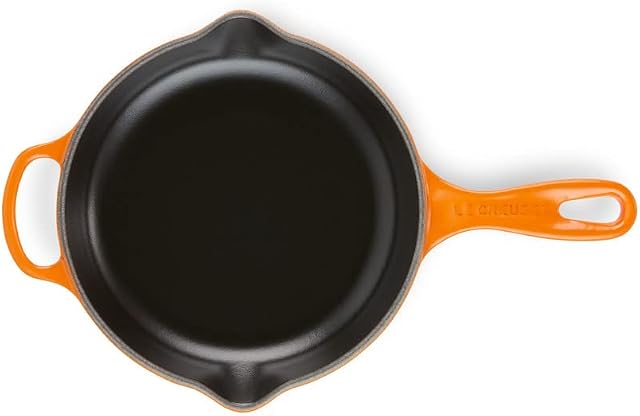 Le Creuset Signature Enamelled Cast Iron Skillet Frying Pan With Helper Handle and Two Pouring Lips, 20 cm, Volcanic, 20182200900422