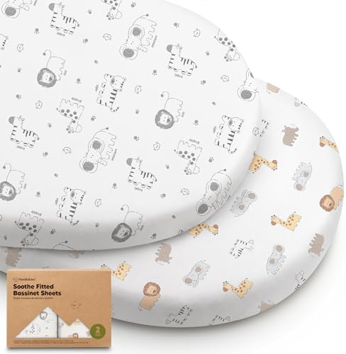 2pk Organic Baby Bassinet Sheets Boys, Girls, Fitted Sheet (KeaSafari)