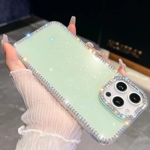 Coque de téléphone diamantée pour iPhone 13 Pro Max rigide verte