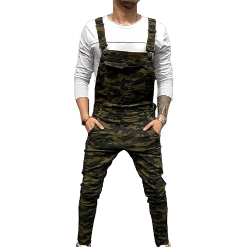 XDFVC Mens Denim Bib Overalls Adjustable Straps Casual Fashion Relaxed Fit Lightweight Jean Jumpsuit Streetwear with Pockets