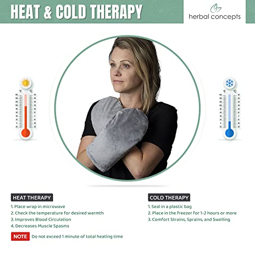Herbal Concepts Aromatherapy Cylinder Shaped Microwaveable Wrap Made Of Organic Flaxseed, Valerian Root, & Hops For Hands | Comfort Mit Relaxes Sore Hands & Swelling | Available In Slate Blue #TOP2