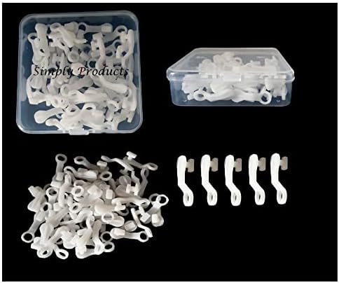 50pc Curtain Track Glider Hooks Plastic White, Curtain Track Rail Hooks Curtains Hooks for Window Curtain, Door Curtain and Shower Curtain (50pc White Curtain Track Glider Hooks)