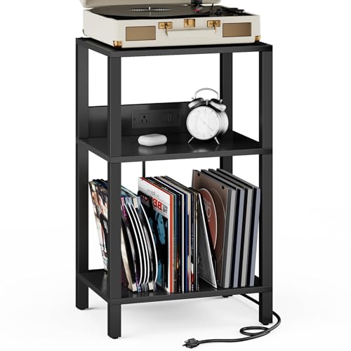 TUTOTAK Record Player Stand with Storage Up to 100 Albums