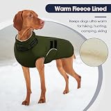 IECOii Winterjacken & Wintermäntel Für Hunde,XXXXL Haken & Schleife Hundejacke,Fleecemantel Hund,Wintermantel Hund Wasserdicht,Wintermantel Für Große Hunde,Einfaches EIN/Ausschalten,Armeegrön,4XL