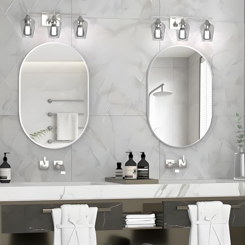 Miroir mural capsule 50x75 argenté au design moderne avec cadre de qualité - 3