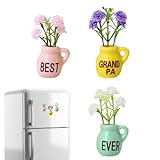 Jarrón pequeño Imanes de | 3 piezas Lindas pegatinas, Jarrón Magnético Para El Frigorífico, Para Dispositivo De Refrigeración, Pizarra Blanca, Armario, Cocina Aula, Imagen Mamá Abuela