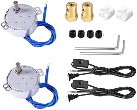 Synchronous Synchron Motor,Turntable motor,cuptisserie motor,Cup turner motor,rotisserie motor,Electric motor with 7mm Flexible Coupling Connector Lamp Cord,50/60Hz AC100~127V 4W CCW/CW-2pcs(2.5-3rpm)