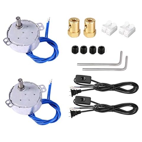 Synchronous Synchron Motor,Turntable motor,cuptisserie motor,Cup turner motor,rotisserie motor,Electric motor with 7mm Flexible Coupling Connector Lamp Cord,50/60Hz AC100~127V 4W CCW/CW-2pcs(2.5-3rpm) Cover