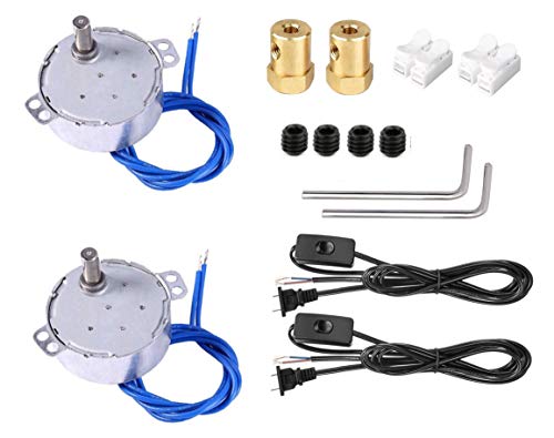 Synchronous Synchron Motor,Turntable Motor,Cuptisserie Motor,Cup Turner Motor,Rotisserie Motor,Electric Motor With 7Mm Flexible Coupling Connector Lamp Cord,50/60Hz Ac100~127V 4W Ccw/Cw-2Pcs(2.5-3Rpm) #TOP29