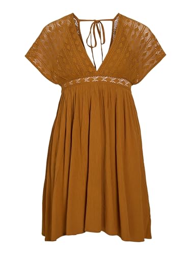 Robe courte Vila Viamline jaune moutarde col V vêtement tendance femme taille 40