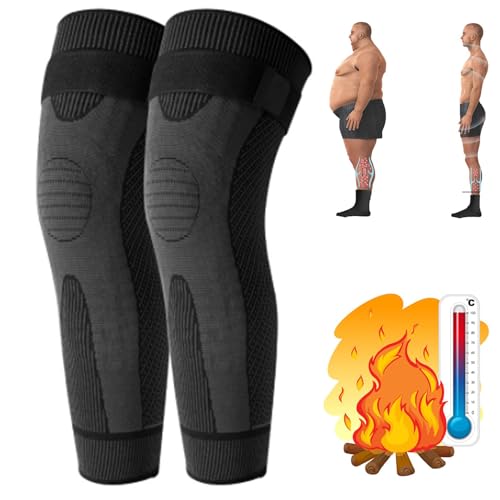 WitmAn Radiofrequency Herbal Thermal Knee Support，Mugwort Tourmaline Acupressure Self-Heating Shaping Knee Sleeves Pads (black,XXL)