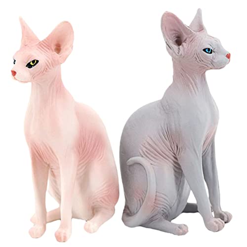 Abaodam 2st Katzenfigur Kätzchen Figur Sphynx-katzenstatue Plüschtiere Kuscheltier Sammelbare Lebensechte Katzenskulptur Kind PVC Fest