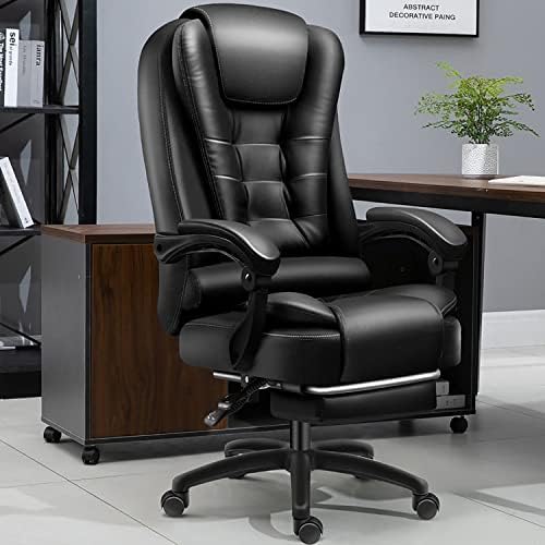XUEGW Home Computer Chairs Office Chairs Big and Tall Desk Chair Back Support Computer Desk Chair Ergonomic High Back Cushion Lumbar Back Support (Modern, Black)