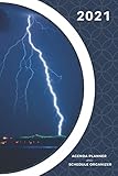 2021 Weekly Planner 6x9 : Thunder and rain themed Planner and Calendar, Monthly Calendar Planner, Agenda Planner and Schedule Organizer