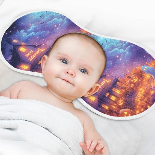 Muslin Burp Cloth for Baby 2PCS Halloween Horror Night Super Absorbent Burping Cloths, Bibs for Newborn Boys Girls 6
